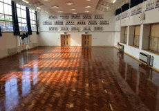 sports hall sanding sealing